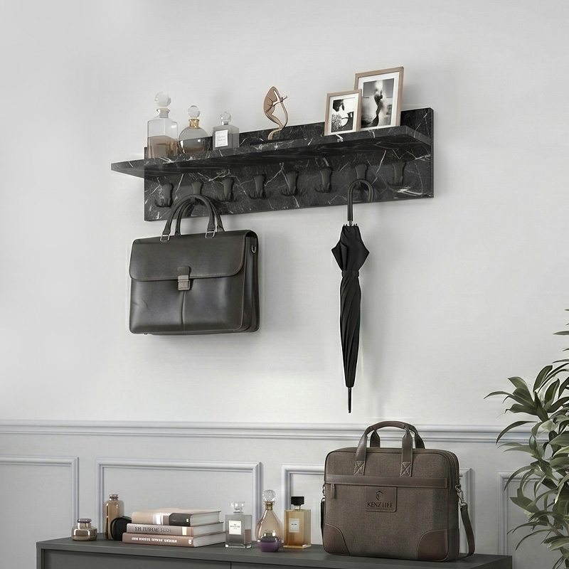 Kery Megapap melamine wall hanger in black marble color 100x12x20cm.