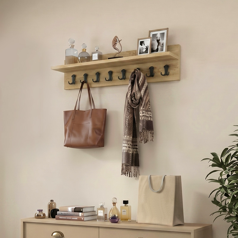 Kery Megapap melamine wall hanger in sapphire oak color 100x12x20cm.