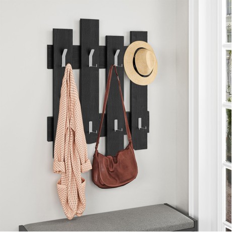 Κρεμάστρα τοίχου Wave Megapap χρώμα black wood 64x4x81εκ.