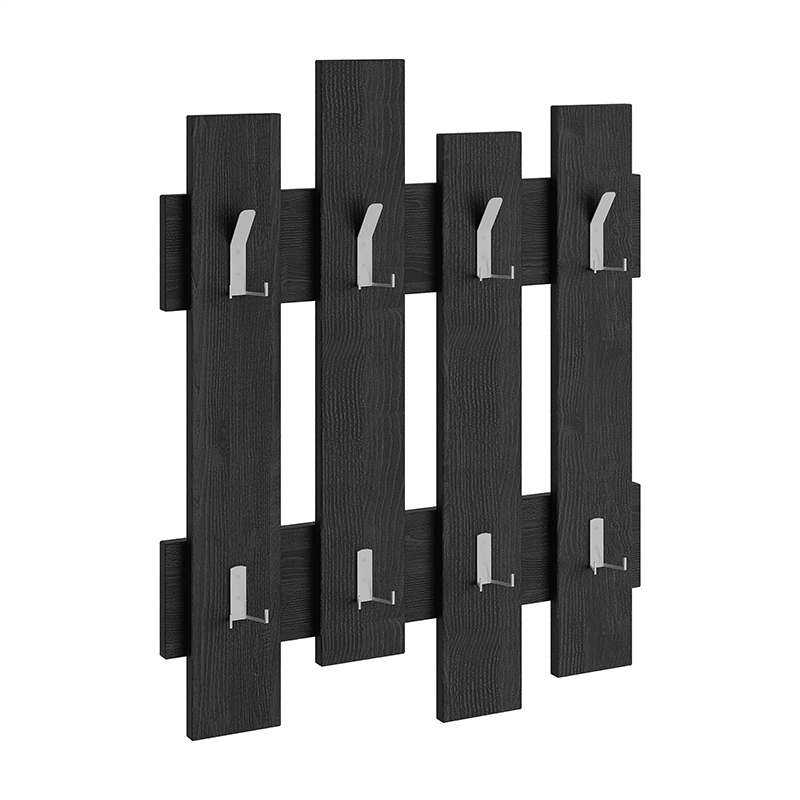 Wave Megapap melamine wall hanger in black wood color 64x4x81cm.