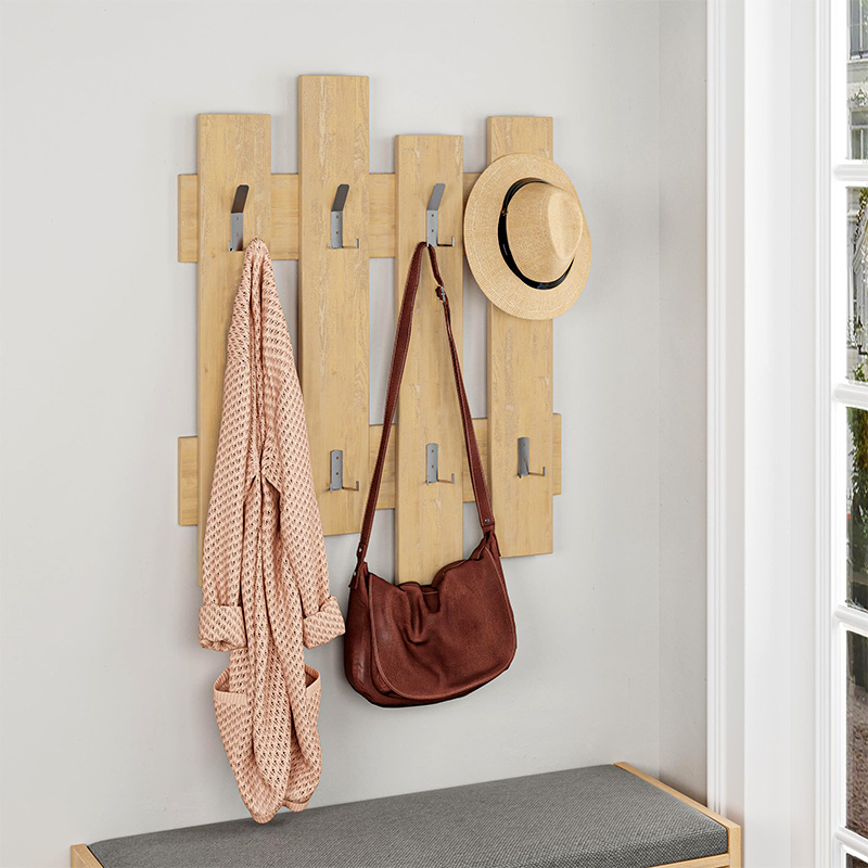 Wave Megapap melamine wall hanger in natural beech color 64x4x81cm.