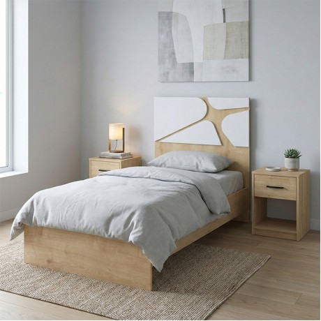 Bergamo Megapap melamine bed in oak color 100x200cm.