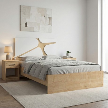 Bergamo Megapap melamine bed in oak color 120x200cm.