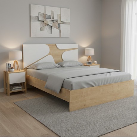 Bergamo Megapap melamine bed in oak color 160x200cm.