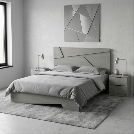 Efes Megapap melamine bed in concrete grey color 160x200cm.