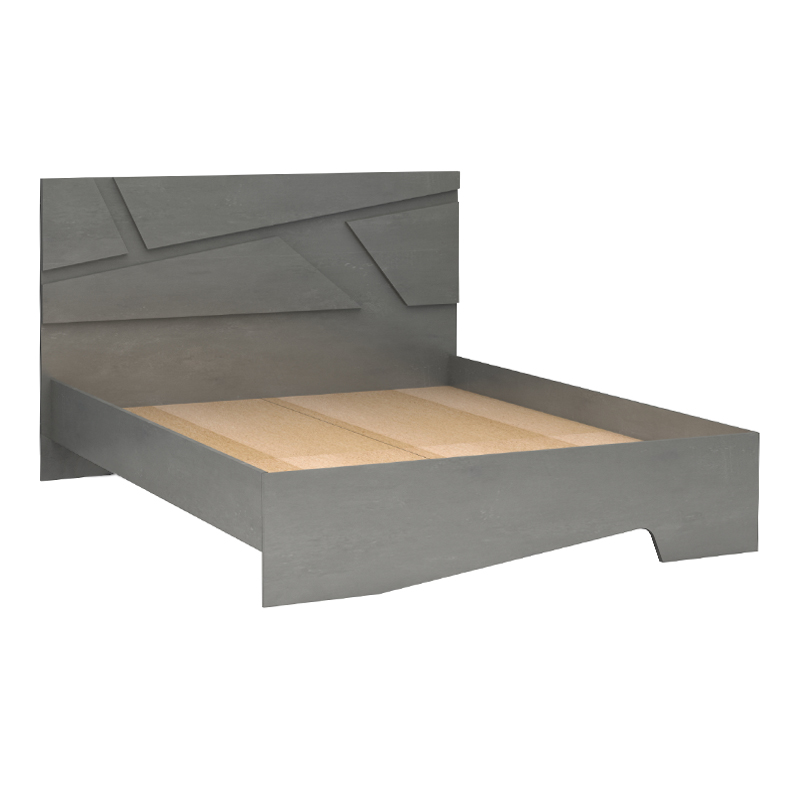 Efes Megapap melamine bed in concrete grey color 160x200cm.