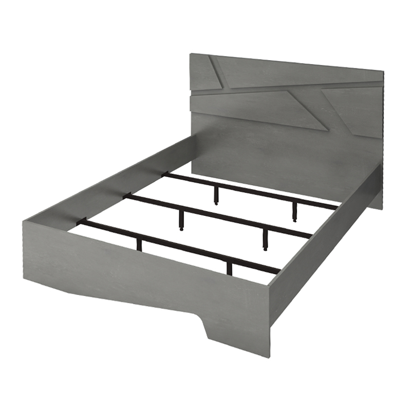 Efes Megapap melamine bed in concrete grey color 160x200cm.