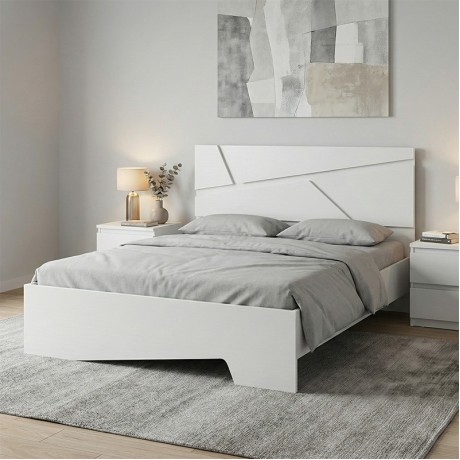 Efes Megapap melamine bed in white color 160x200cm.