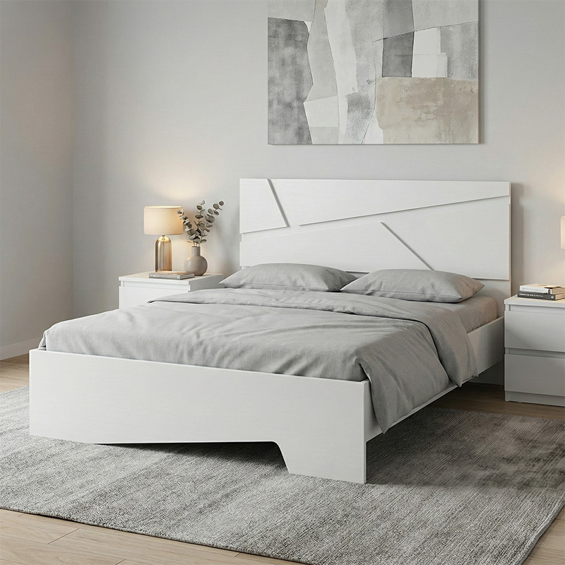 Efes Megapap melamine bed in white color 160x200cm.