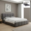 Elora Megapap velvet bed with storage space in grey color 160x200cm.
