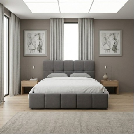 Elora Megapap velvet bed with storage space in grey color 160x200cm.