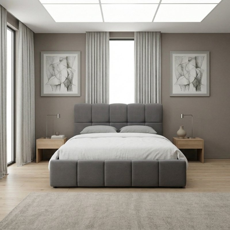 Elora Megapap velvet bed with storage space in grey color 160x200cm.