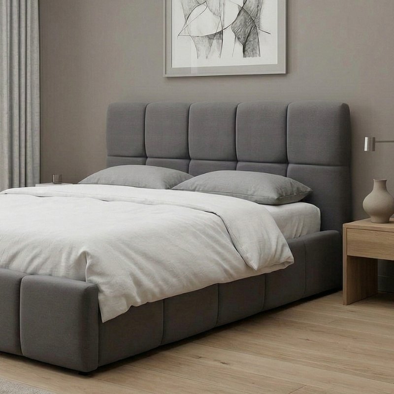 Elora Megapap velvet bed with storage space in grey color 160x200cm.