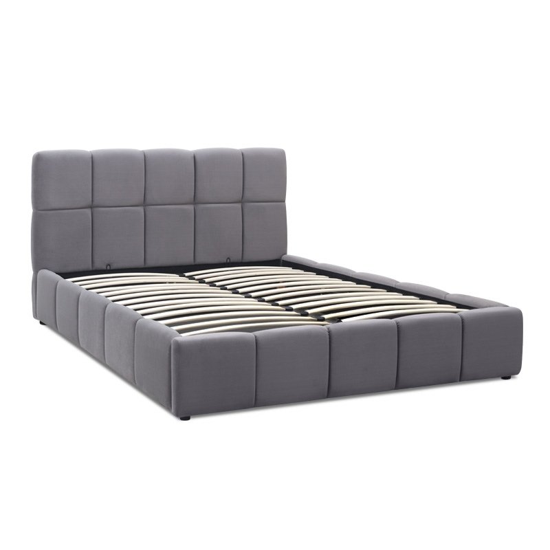 Elora Megapap velvet bed with storage space in grey color 160x200cm.