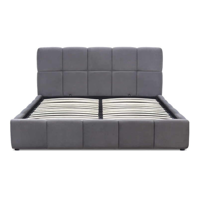 Elora Megapap velvet bed with storage space in grey color 160x200cm.