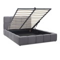 Elora Megapap velvet bed with storage space in grey color 160x200cm.