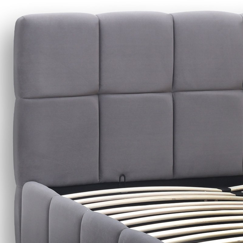 Elora Megapap velvet bed with storage space in grey color 160x200cm.