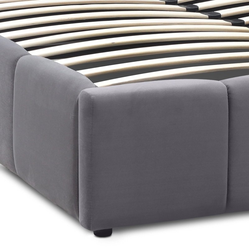 Elora Megapap velvet bed with storage space in grey color 160x200cm.