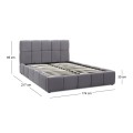 Elora Megapap velvet bed with storage space in grey color 160x200cm.