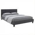 Flat Megapap PU leather bed in black matte color 140x190cm.