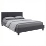 Flat Megapap PU leather bed in black matte color 140x190cm.