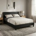 Flat Megapap PU leather bed in black matte color 140x190cm.