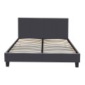 Flat Megapap PU leather bed in black matte color 140x190cm.
