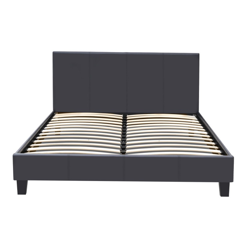 Flat Megapap PU leather bed in black matte color 140x190cm.
