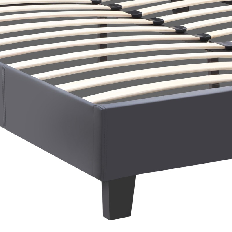 Flat Megapap PU leather bed in black matte color 140x190cm.