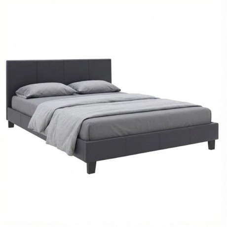 Flat Megapap PU leather bed in black matte color 150x200cm.