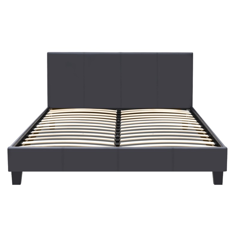 Flat Megapap PU leather bed in black matte color 160x200cm.