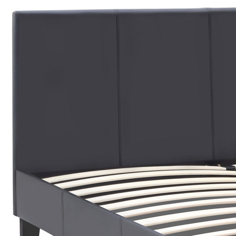 Flat Megapap PU leather bed in black matte color 160x200cm.
