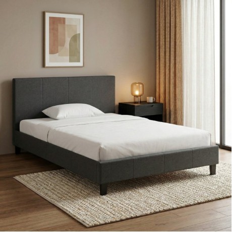 Flat Megapap fabric bed in anthracite color 120x200cm.