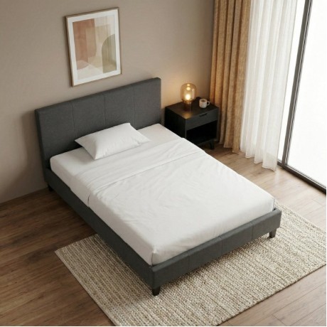 Flat Megapap fabric bed in anthracite color 120x200cm.
