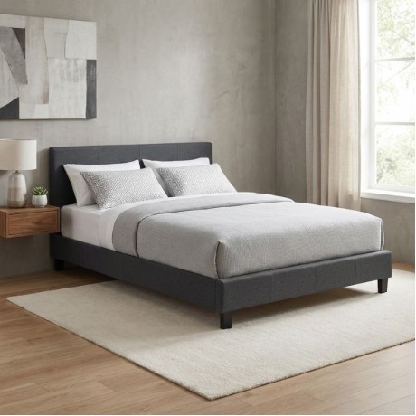 Κρεβάτι Flat Megapap υφασμάτινο χρώμα ανθρακί 160x200εκ.