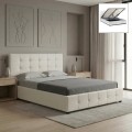 Iro Megapap PU leather bed with storage space in white color 150x200cm.