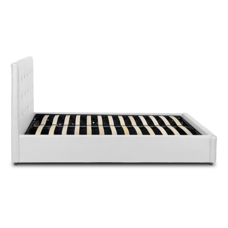 Iro Megapap PU leather bed with storage space in white color 150x200cm.
