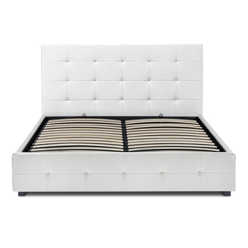 Iro Megapap PU leather bed with storage space in white color 150x200cm.