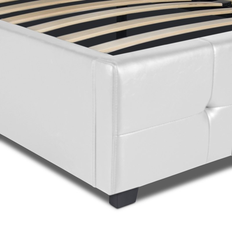Iro Megapap PU leather bed with storage space in white color 150x200cm.