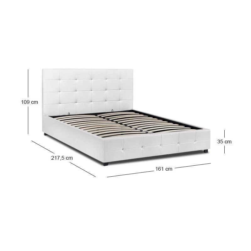 Iro Megapap PU leather bed with storage space in white color 150x200cm.