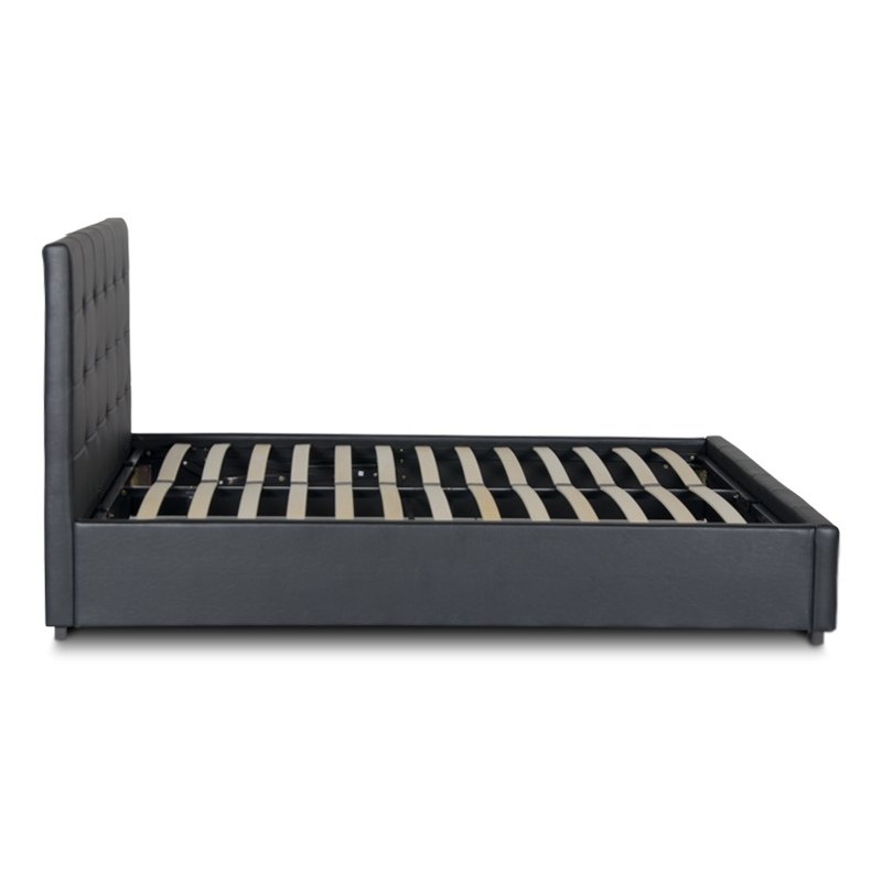 Iro Megapap PU leather bed with storage space in black color 150x200cm.