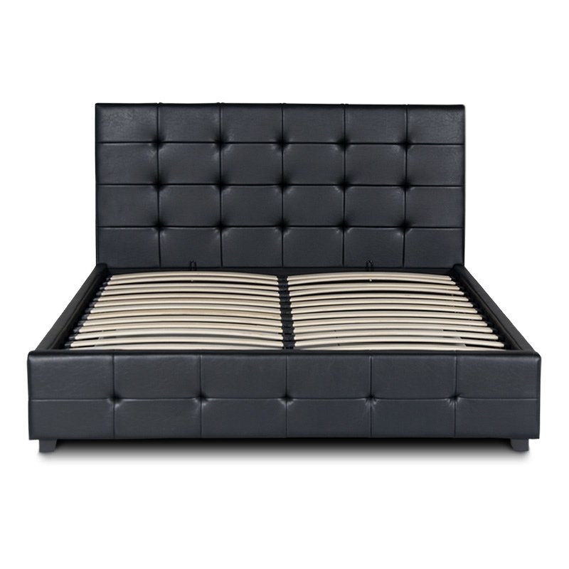 Iro Megapap PU leather bed with storage space in black color 160x200cm.