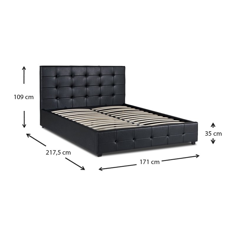 Iro Megapap PU leather bed with storage space in black color 160x200cm.