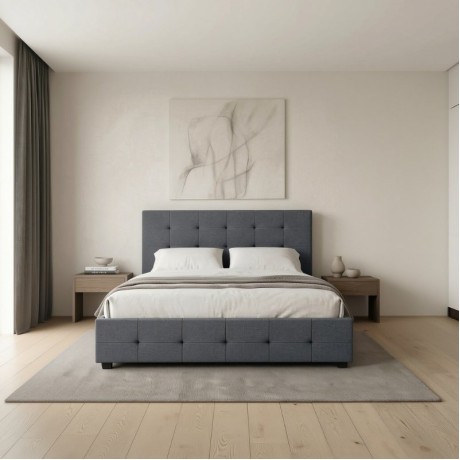 Iro Megapap fabric bed with storage space in anthracite color 150x200cm.