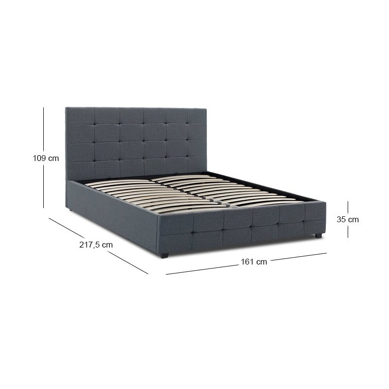 Iro Megapap fabric bed with storage space in anthracite color 150x200cm.