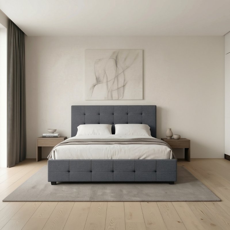 Iro Megapap fabric bed with storage space in anthracite color 160x200cm.