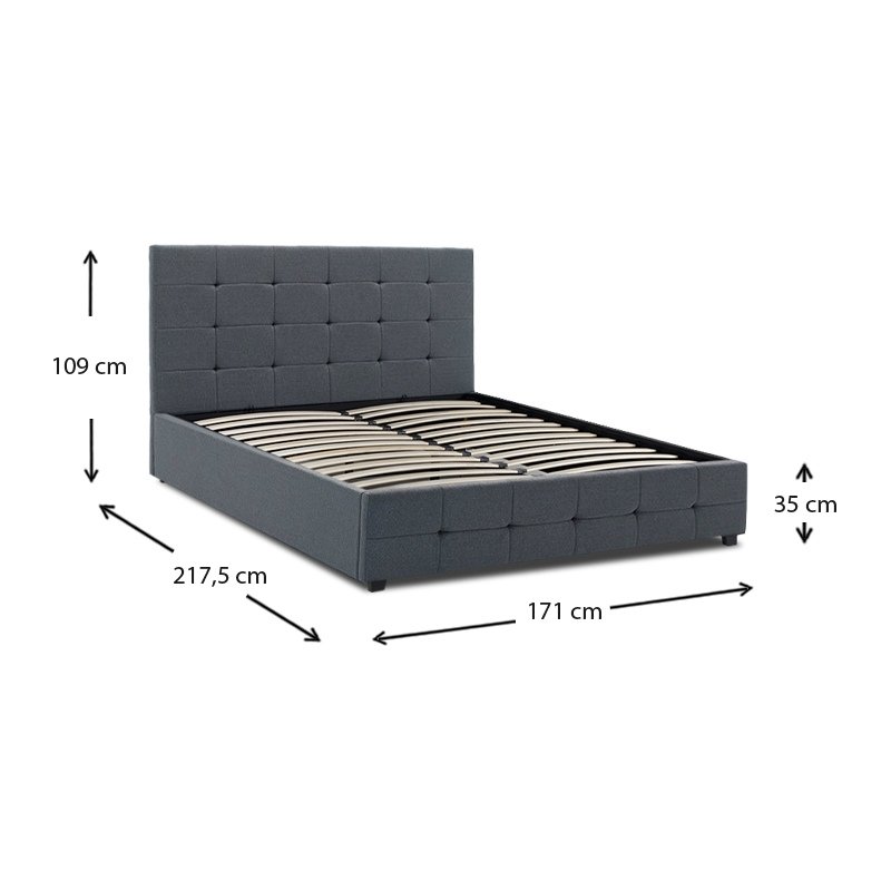 Iro Megapap fabric bed with storage space in anthracite color 160x200cm.