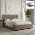 Iro Megapap fabric bed with storage space in beige brown color 150x200cm.