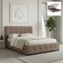 Iro Megapap fabric bed with storage space in beige brown color 150x200cm.
