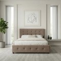Iro Megapap fabric bed with storage space in beige brown color 150x200cm.